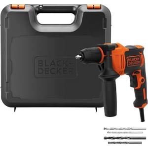 BLACK+DECKER 710W Trapano a percussione a filo ad alte prestazioni, 0-2800 giri/min, con 4 punte e kitbox, BEH710K-QS
