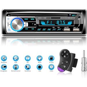 Lifelf Autoradio Bluetooth vivavoce, Lifelf Radio stereo 4 x 65W 1 ricevitore radio per auto DIN con lettore MP3 Telecomando WMA FM, due porte USB, supporto iOS, Android (Non ha RDS/CD)