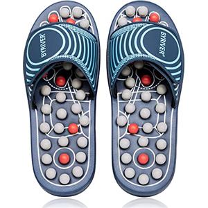 BYRIVER Scarpe da Massaggio Pantofole Massaggianti per Fascite Plantare, Riflessologia strumenti per Digitopressione Piedi, Migliora la Circolazione Sanguigna, Regalo per uomo donna (05S)