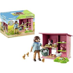 Playmobil Country 71308 Pollaio con Gallo, Galline e Pulcini - Giocattolo Sostenibile per Bambini dai 4 Anni in Su