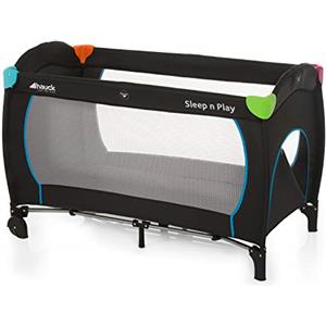 hauck Lettino Da Viaggio Sleep N Play Go Plus - Culla Neonato fino a 15kg - Letto Pieghevole 60x120cm - Box Bambini con Ruote, Apertura Laterale e Borsa - Nero, multicolore