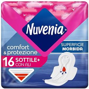 Nuvenia - Assorbente Sottile Normal con Ali - Superficie Morbida e Controllo Odori - Confezione da 16 Assorbenti
