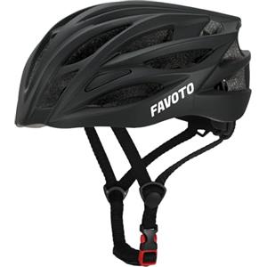 Favoto Casco Bici Caschi da Bicicletta - Certificato CE Casco da Corsa MTB Ciclismo Leggero per Uomo Donne Adulti Protezione di Sicurezza Taglia Regolabile L 59-61cm Nero