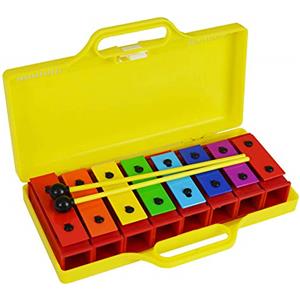 A-Star Colorful Chime Bar Set di 8 Xilofono Soprano Diatonico Arcobaleno Glockenspiel con Due Battenti e Custodia Gialla Solida - C6 a C7
