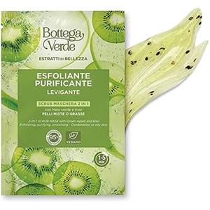 Bottega Verde Estratti di bellezza - Maschera scrub 2 in 1 - con Mela verde e Kiwi - esfoliante, purificante, levigante - pelli miste o grasse (8 ml)