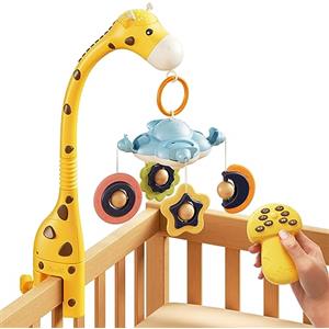 TUMAMA Giostrina Culla Neonato, 3 In 1 Culla Giocattolo Con Telecomando, Proiezione Luce Notturna, Musica e Rumore Bianco, Giocattoli Sensoriali Per Neonati 0 2 3 6 9 Mesi Regalo Di Natale