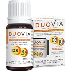 inolab LABORATOIRE INOLAB Vitamina D3 K2 MK7 All-Trans Naturale | Olio d'oliva | 3 Gocce = 1600 UI Vitamina D + 50µg Vitamina K | Forma Assimilabile Oleosa