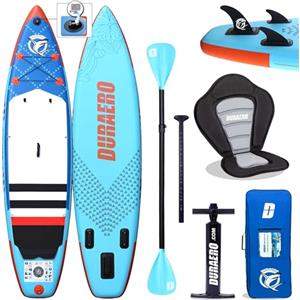 DOEWORKS Tavola SUP Gonfiabile Tavola Stand Up Paddle Tavola da Surf Premium con Sedile Kayak, Doppia Paddle e Set Completo di Accessori, 330x76x15cm, Fino a 150kg