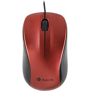 NGS CREW RED - Mouse Ottico 1200dpi con Cavo USB, Mouse per Computer o Laptop con 2 Pulsanti, Ambidestro, Rosso