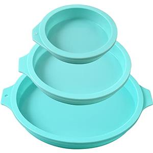 Newk Stampo per torta tondo in silicone, 3 confezioni stampo per torta come disco in silicone, sottobicchieri in resina, sapone fatto a mano - 4 +6 +8