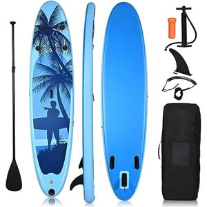 COSTWAY SUP Stand Up Paddle Board Tavola da SUP Gonfiabile con Borsa e Pinne (Azzurro, S (297x76x16cm))