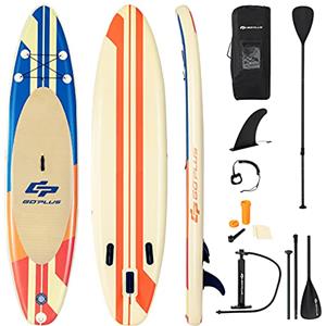 COSTWAY SUP Gonfiabile 335/320 cm, Stand Up Paddle Gonfiabile con Pinne, Leash, Pagaia, Pompa, Kit di Riparazione e Borsa, Carico Massimo 120 kg (335 x 76 x 15 cm, Blu)