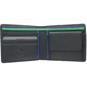Visconti Portafoglio da uomo in pelle. Collezione Bond M Blocco RFID BD10 Nero/Cobalto/Verde
