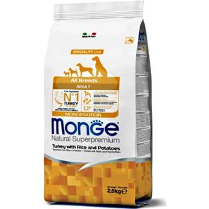 MONGE CANE CROCCHETTA ALL BREEDS ADULTO TACCHINO con RISO e PATATE 2,5 KG