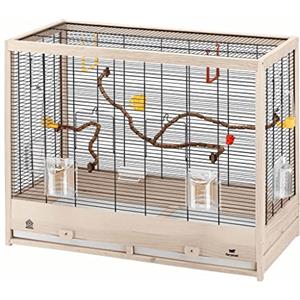 Ferplast Gabbia per Uccelli in legno FSC GIULIETTA 6, Gabbia Canarini, Cocorite e Uccelli esotici, Accessori inclusi, 81 x 41 x h 64 cm.