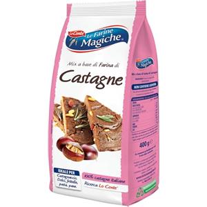 Lo Conte Le Farine Magiche - Farina di Castagne per Dolci | 90% Farina di Castagne, Senza Glutine e Senza Lattosio | Aroma Naturale per Torte, Biscotti e Dessert | Confezione da 400 g (Pack of 1)