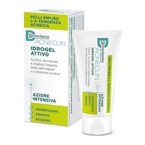 Dermovitamina Acneclin Idrogel Attivo 40 ml - Gel Antiprurito, Acne e Antirossore - Crema Viso per Pelle Impura a Tendenza Acneica - Con Magnololo, Honokiolo e Acido Fitico - Controllo del Sebo - 40ml