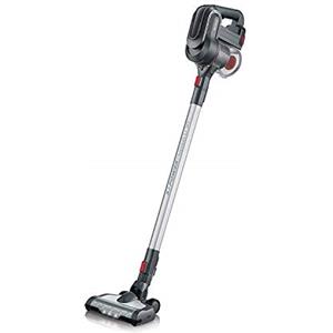 Severin HV 7165 Scopa aspirapolvere senza filo, Ciclonica, Motore Digitale, Spazzola motorizzata, Animal Care, filtro HEPA Longlife, 0,65 litri, autonomia fino a 30 minuti, 240 W, Grigio / Rosso
