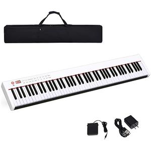 COSTWAY Pianoforte Digitale 88 Tasti, Tastiera Musicale Portatile con Custodia, Pianola Elettronica con 128 Ritmi e Toni, MIDI e Funzione di APP Bluetooth, per Principianti