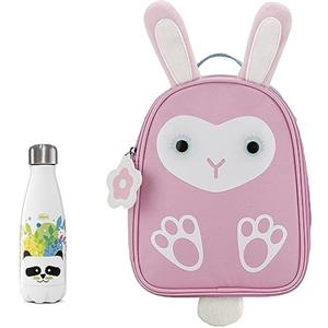 Chicco Borsa Porta Merenda Coniglio e Tazza Inox Panda, Pratico Kit Composto da Portapappa Termico, Forma Coniglio e Tazza Inox Panda, 350 ml, Apertura e Chiusura Ermetica, 2 Anni +