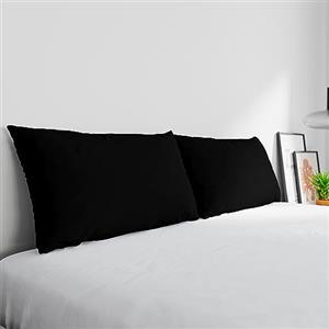 Italian Bed Linen Coppia Federe Elegant, Set 2 Federe Cuscino, 2 Federe Letto a Sacco con Patella, Lavorato in Italia, Nero