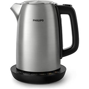 Versuni Philips Domestic Appliances Bollitore Elettrico HD9359/90 Acciaio Inox, Programmi Pre-Impostati, Mantenimento della Temperatura, Capacità 1.7 l, Luci LED