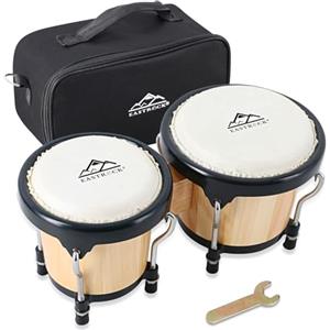 EASTROCK Bongo Drum 4 e 5 Set Per di tamburi per adulti,principianti,per professionisti, strumenti a percussione in legno e metallo con chiave sintonizzabile