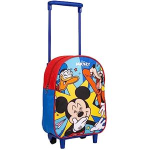 Disney Mickey Mouse Zaino con Ruote, Borsa da Scuola Topolino Pluto e Paperino, Zaino Trolley per Bambino, Zaino da Viaggio, Regalo per Ragazzo