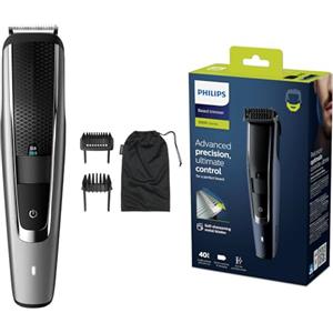 Philips Regolabarba BT5502/15, regolabarba con 40 impostazioni di lunghezza, rifinitura fluida grazie al sistema Lift & Trim PRO, lame metalliche autoaffilanti, durata della batteria di 90 minuti, wireless nero