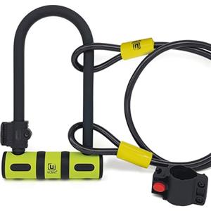 URBAN UR85150B Lucchetto a U Bici Alta Resistenza, Leggero + Cavo Più Sicuro e Pratico, Forcella ø13 Acciaio Indurito con Doppio Blocco, Supporto per Trasporto Facile, Antifurto per Bici e Monopattino