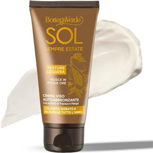 Bottega Verde, SOL Sempre Estate - Crema viso autoabbronzante con estratti di Papaya e Mango (50 ml) - colorito dorato e naturale tutto l'anno