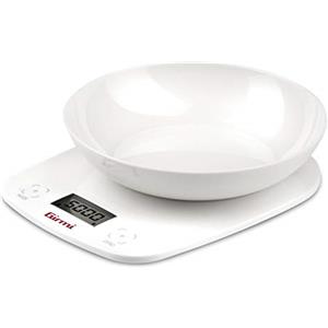 Girmi PS01 Bilancia da Cucina, Plastica, 1 gr/ 5kg, Display LCD 45 x 22mm, Autospegnimento, Funzione TARA, Bianco