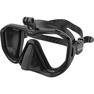 SEAC Appeal PRO, Maschera da Subacquea Made in Italy monolente con Attacco Universale per Action Cam Unisex-Adult, Nero, Standard