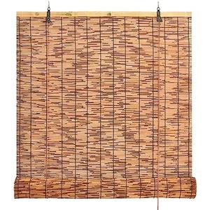 DGSFES Carbonizzazione Naturale Cortina Di Bambù,Tenda a Rullo in Bambù Intrecciato a Mano,Decorative Tende A Rullo Ombra,Cortina Romane,Sipario di Canna per Esterni/Interni,40x60cm/16x24in(WxH)