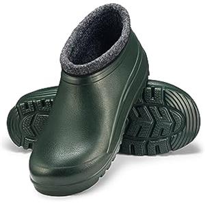 ESTRO Stivali Pioggia Uomo Gomma - Ciabatte Giardino Zoccoli Uomo Invernali Stivali da Giardino Zoccoli Gomma con Pelo K042 (43 EU, Verde Scuro)