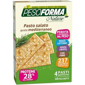 Pesoforma Nature Cracker Pasto Mediterraneo, 4 Pasti Sostitutivi Dimagranti, 100% Vegetale, 8 X 30 G