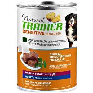 TRAINER NATURAL CANE UMIDO SENSITIVE NO GLUTEN MEDIUM MAXI ADULT AGNELLO 400 G