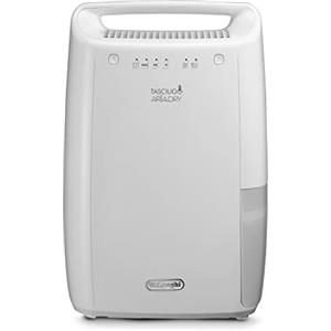 De'Longhi DEX210 Tasciugo Deumidificatore Ambiente Casa per eliminare l'umidità, Asciugabiancheria, Doppio Sistema Filtrazione Aria, 10L al giorno, Sistema di sicurezza, Silenzioso, Maniglia, Bianco