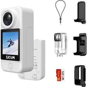 SJCAM C300 Pocket Action Cam 4K30FPS 20MP, 1,33 Schermo Tattile Fotocamera Subacquea EIS 2.4G/5G Dual WiFi, Videocamera Sott'acqua 30M Impermeabile con 2 Batteria per Nuoto, Surf e Immersioni, Bianco