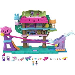 Polly Pocket - Pollyville Casa sull'Albero dei Cuccioli, playset a 5 piani, 15+ pezzi gioco: 2 bambole, veicolo, 4 animali e molto altro ancora, idea regalo, Giocattolo per Bambini 4+ Anni, HHJ06
