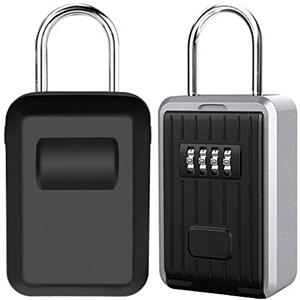 TEUEN Cassetta Sicurezza Chiavi Grande Capacità Cassaforte Chiavi Esterno con Combinazione a 4 Cifre e Lucchetto, Cassetta per Chiavi Muro [Versione Aggiornata] (Nero)