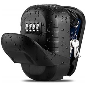 BTNEEU Cassetta Sicurezza Chiavi, Grande Cassaforte Chiave Combinazione, Cassaforte per Chiavi da Esterno con 4 Cifre, Chiave Cassetta Sicurezza per Esterno Casa Garage Ufficio Palestra (Nero 1)