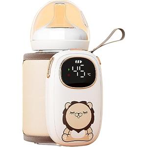 HMAKGG Scaldabiberon Portatile Senza Fili, Scalda Biberon Neonato USB con Batteria da 8000mAh, 6 Temperature Regolabili, Luce Notturna LED, Termica Borsa per Biberon da Viaggio/Casa/Auto