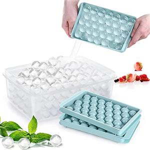 Lonnalee Stampo per cubetti di ghiaccio,2 pezzi,contenitore per cubetti di ghiaccio con coperchio,33 cubetti di ghiaccio, facile da sciogliere,senza BPA e certificato LFGB,ermetico,per birra,whisky (blue)