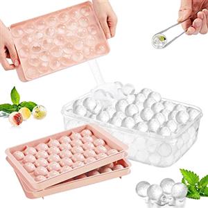 Lonnalee Stampo per cubetti di ghiaccio,2 contenitori per cubetti di ghiaccio,con coperchio,senza BPA,certificato LFGB,33 scomparti,per congelare il porridge del bambino,bevande refrigerate e whisky (rosa)