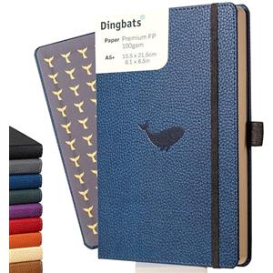 Dingbats* Notebooks Dingbats - Taccuino Medio Punteggiato Della Fauna Selvatica, Blue Whale, A5 - Pelle Pu - Carta Perforata, Color Crema 100 G/mq