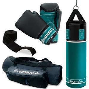 ScSPORTS® Set Sacco da Boxe - per Bambini/Ragazzi, Borsa, Guanti e Altri Accessori, Altezza 60/70cm, Appeso, Riempito - Pugilato, Kit Pugile, per Casa, Arti Marziali, Kick Boxe, MMA (5.5 kg)
