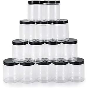 testyu 14 Pezzi Barattoli Cucina Plastica Trasparente, 250 ml Contenitori Vuoti Ermetici da Barattolini Plastica con Coperchio per Casa, Cucina, Artigianato Artistico, Cosmetico, Campione