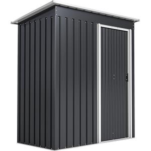 Outsunny Casetta da Giardino in Lamiera di Acciaio con Porte Scorrevoli - 163x89x182 cm, Nero