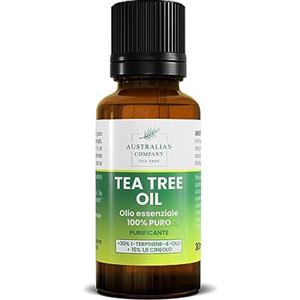 Australian Company Tea Tree Olio essenziale di Tea Tree, Tea Tree Oil 100% puro e naturale di origine australiana per aromaterapia, cura della pelle, cura dei capelli 30 ml Australian Company Tea Tree
